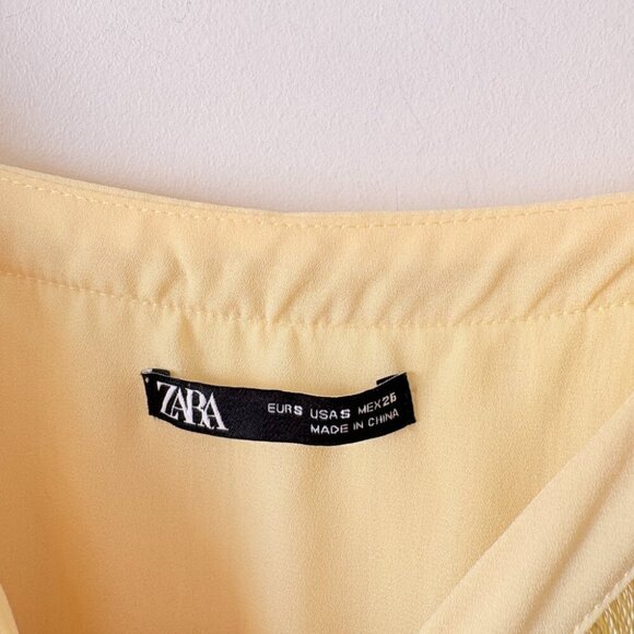 Zara Fringe Mini Dress Light Yellow Blogger Fav Size Small - Picture 11 of 13